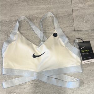 Nike White Sports Bra with Crisscross Straps Indy Bra